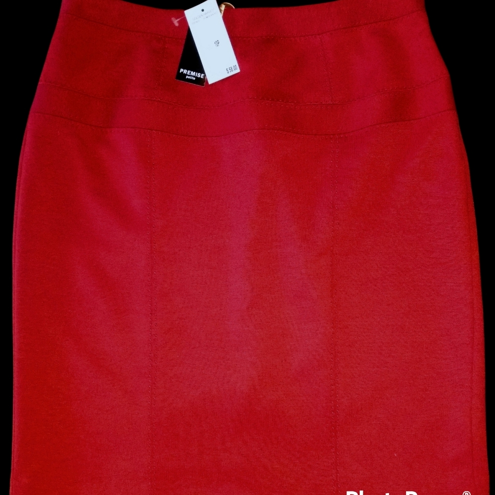 Premise Pompeian Red Mini Skirt NWT Size 10 Petite